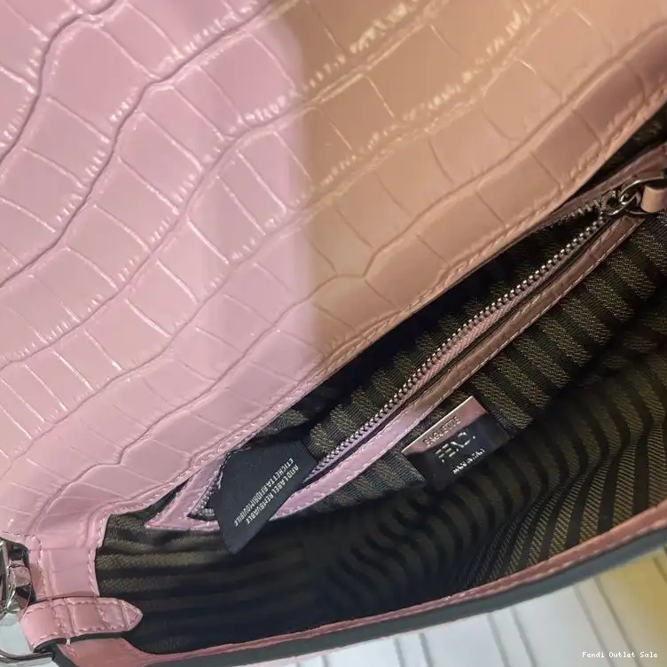 Cheap Tiffany Pink Medium Fendi Crocodile Bag In Leather Baguette 0523